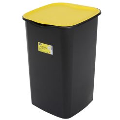 Belli & Forti Pattumiera Riciclo 50 Lt per Raccolta Plastica, Coperchio Giallo, Colore Nero, 37,5x36x53,5h cm