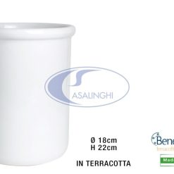 Vasetto Terracotta Acciughe Cm.18 Bianco-8056364866754