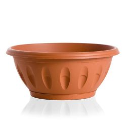 Vaso in Plastica Basso Rotondo 10L per Piante con Sottovaso Alba Ø 25×10,5 cm Colore Terracotta (Copia)