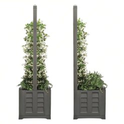 Fioriera Separé con Spalliera Colore Ferro Battuto con Fioriera Interna, Facile da Montare Resistente UV - Divisorio per Giardini Terrazze Balconi - immagine 3
