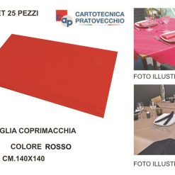Tovaglia Coprimacchia Tnt 140X140 Set 25 Pz. Rosso-8000766075030