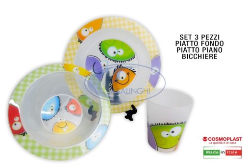 Set Pappa 3 Pz. Piatto Fondo+Piano+Bicchiere-8002953018509