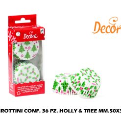 PIROTTINI CONFEZIONE 36 PEZZI HOLLY & TREE CM.5X3,2 DECORA MUFFIN - immagine 8
