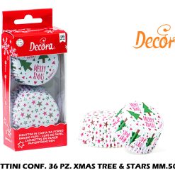 PIROTTINI CONFEZIONE 36 PEZZI XMAS TREE & STARS CM.5X3,2 STARS DECORA MUFFIN DOLCETTI - immagine 8