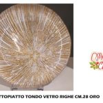 Piatto Vetro Righe Cm.28 Oro-8034052423939