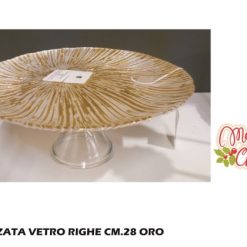 Alzata Vetro Righe Cm.28 Oro-8034052423953