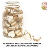 Pendente In Legno Cuore Bianco Cm.6X6X2