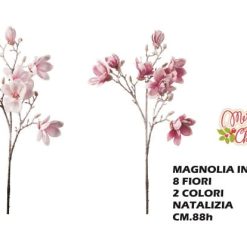 Stelo Fiore Magnolia Innevato 8 Fiori Cm.88-8021785644069