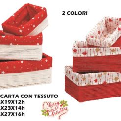 Cesti Carta+Tessuto Set 3 Pz. Natal. 2 Colori-8021785693609