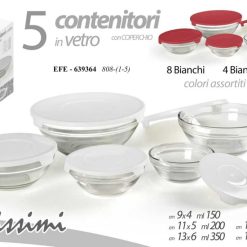 Contenitori Vetro Tondi Set 5 Pz. Con Coperch-8025569639364