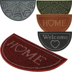 Sicignano | Zerbino Tappeto Stone Mezzaluna 45×75 cm in Gomma Antiscivolo, Fronte Poliestere, Ingresso Casa Asciugapassi, Facile da Pulire, Colori Assortiti