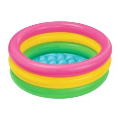 Piscinetta Rotonda Ø61x25cm 3 Anelli, Dai 3 Anni, Rosa Giallo Verde