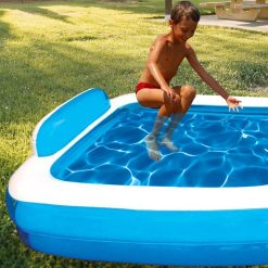 PISCINA RETTANGOLARE 2 TUBI CM.200X150X50h CON CUSCINI - immagine 4