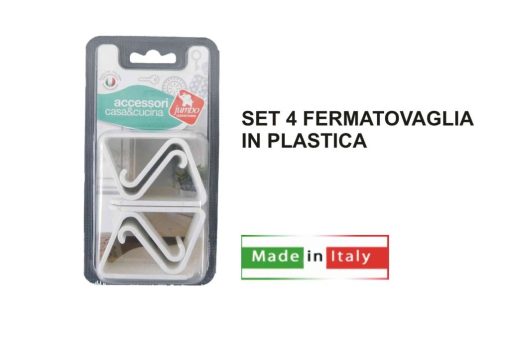 Fermatovaglia Plastica Set 4 Pz. Bianco Blister-8008154004464