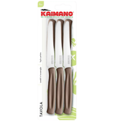 Coltelli da Tavola Dinamik 6 pz in Acciaio Inox 10,7cm con Manico Marrone in PP, Lavabile in Lavastoviglie, Taglio Preciso per Uso Alimentare