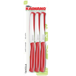 Coltelli da Tavola Dinamik 6 pz in Acciaio Inox 10,7cm con Manico Rosso in PP, Lavabile in Lavastoviglie, Taglio Preciso per Uso Alimentare