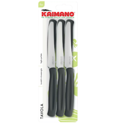 Coltelli da Tavola Dinamik 6 pz in Acciaio Inox 10,7cm con Manico Nero in PP, Lavabile in Lavastoviglie, Taglio Preciso per Uso Alimentare