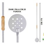 Pala X Cuocere Cm.20X170H Forata Inox Manico Legno-8018494000866