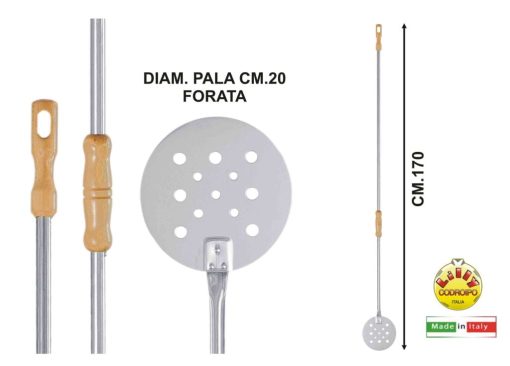 Pala X Cuocere Cm.20X170H Forata Inox Manico Legno-8018494000866