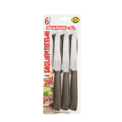 Set 6 Coltelli da Tavola Marietti Lama 11cm Acciaio Inox Manico Tortora Ergonomico