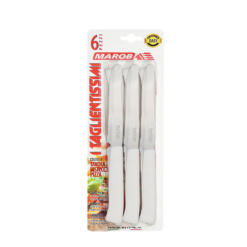 Set 6 Coltelli Da Tavola Marietti Lama 11Cm Acciaio Inox Manico Bianco Ergonomico