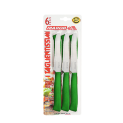 Set 6 Coltelli da Tavola Marietti Lama 11cm Acciaio Inox Manico Verde Ergonomico