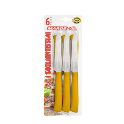 Set 6 Coltelli da Tavola Marietti Lama 11cm Acciaio Inox Manico Giallo Ergonomico