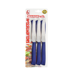Set 6 Coltelli da Tavola Marietti Lama 11cm Acciaio Inox Manico Blu Ergonomico