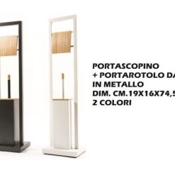 Portascopino + Portarotolo Metallo Cm.19X16X74