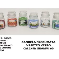 Candela Profumata Vasetto Vetro Cm.6X9H Gr.60-8034052213899