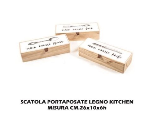 Scatola Portaposate Kitchen Legno Cm.26X10X6H-8034052425032