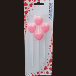 Candelina Cuore Rosa C/Astina Set 4 Pz.-8056459857988