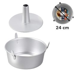 Ruoto Americano Tortiera in Alluminio con Piedi CM.24 - Stampo per Ciambellone, Chiffon Cake, Torte Salate, Dolci - immagine 5