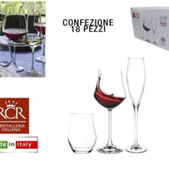 set 18 pz ego 6 calici vino 6 bicch acqua 6 flute