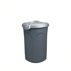 Sicignano | Bidone con Coperchio Jerry 23 Litri Silver con Maniglie e Chiusura con Clip, Ideale per Cibo per Cani Gatti, Adatto a Raccolta Rifiuti - 37x32x46h cm, Contenitore Piccolo Leggero