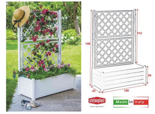 Fioriera Italia Rett. Cm.100X43X142H Bianco-8003507800199 Fioriera Italia Rett. Cm.100X43X142H Bianco-8003507800199