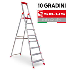 Scala Supra D Alluminio 10 Gradini Altezza al Piano 2,20 m Uso Professionale