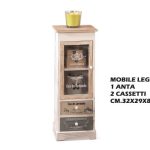 Mobiletto Legno 1 Anta + 2 Cassetti Cm.32X29X87H-8021785386297