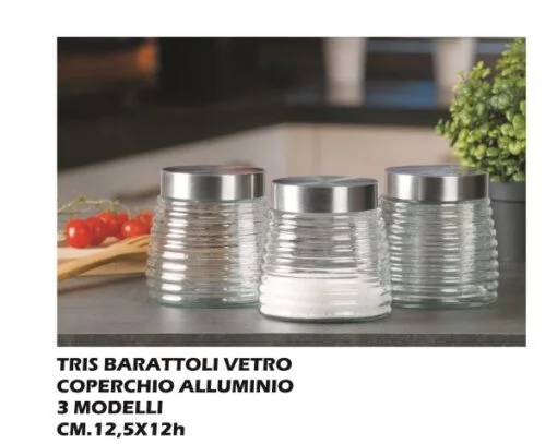 Tris Barattoli Vetro Cm.12