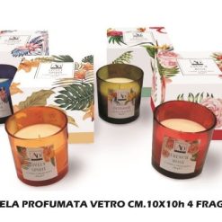 Candela Profumata Vetro Cm.10X10H 4 Fragranze-8021785658677