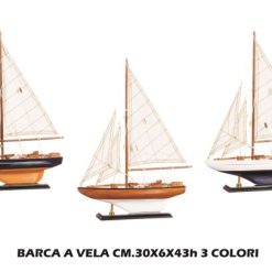 Barca A Vela Legno Cm.30X6X43H 3 Mod.-8021785662988