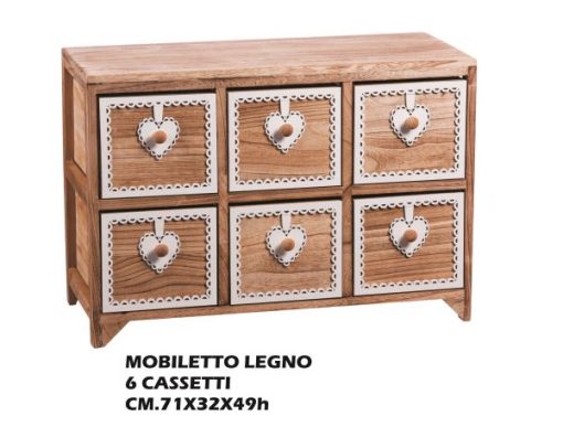 Mobiletto Legno 6 Cassetti Cm.71X32X49H-8021785682023