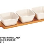 Ciotole 3 Pz. Porcellana+Vassoio Bamboo Cm.36-8021785726017