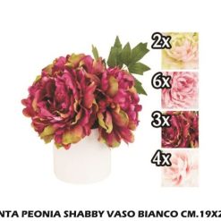 Pianta Peonia Shabby Vaso Bianco Cm.19X24H-8031244328829