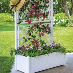 Fioriera Italia Rettangolare con Spalliera Stefanplast CM.100x43x142h Bianco - immagine 3