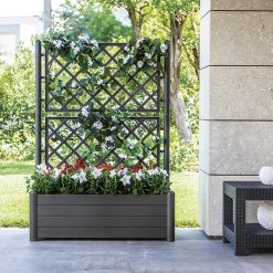 Fioriera Italia Rettangolare con Spalliera Stefanplast CM.100x43x142h Marrone - immagine 3
