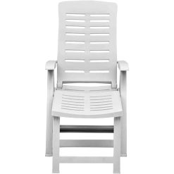 Progarden Sedia a Sdraio da Giardino Arizona Poltrona Pieghevole per Esterni con Prolunga Poggiapiedi Bianca 108x60x109h cm - immagine 3