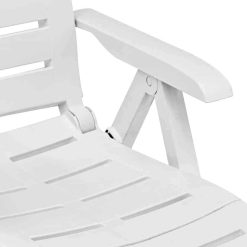 Progarden Sedia a Sdraio da Giardino Arizona Poltrona Pieghevole per Esterni con Prolunga Poggiapiedi Bianca 108x60x109h cm - immagine 6