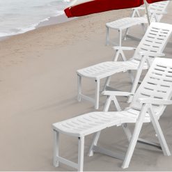 Progarden Sedia a Sdraio da Giardino Arizona Poltrona Pieghevole per Esterni con Prolunga Poggiapiedi Bianca 108x60x109h cm - immagine 7