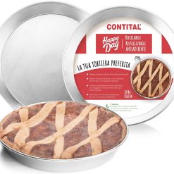CONTITAL Tortiera in Alluminio D26G - Riutilizzabile - Pastiera - Made in Italy - Diametro 26 cm